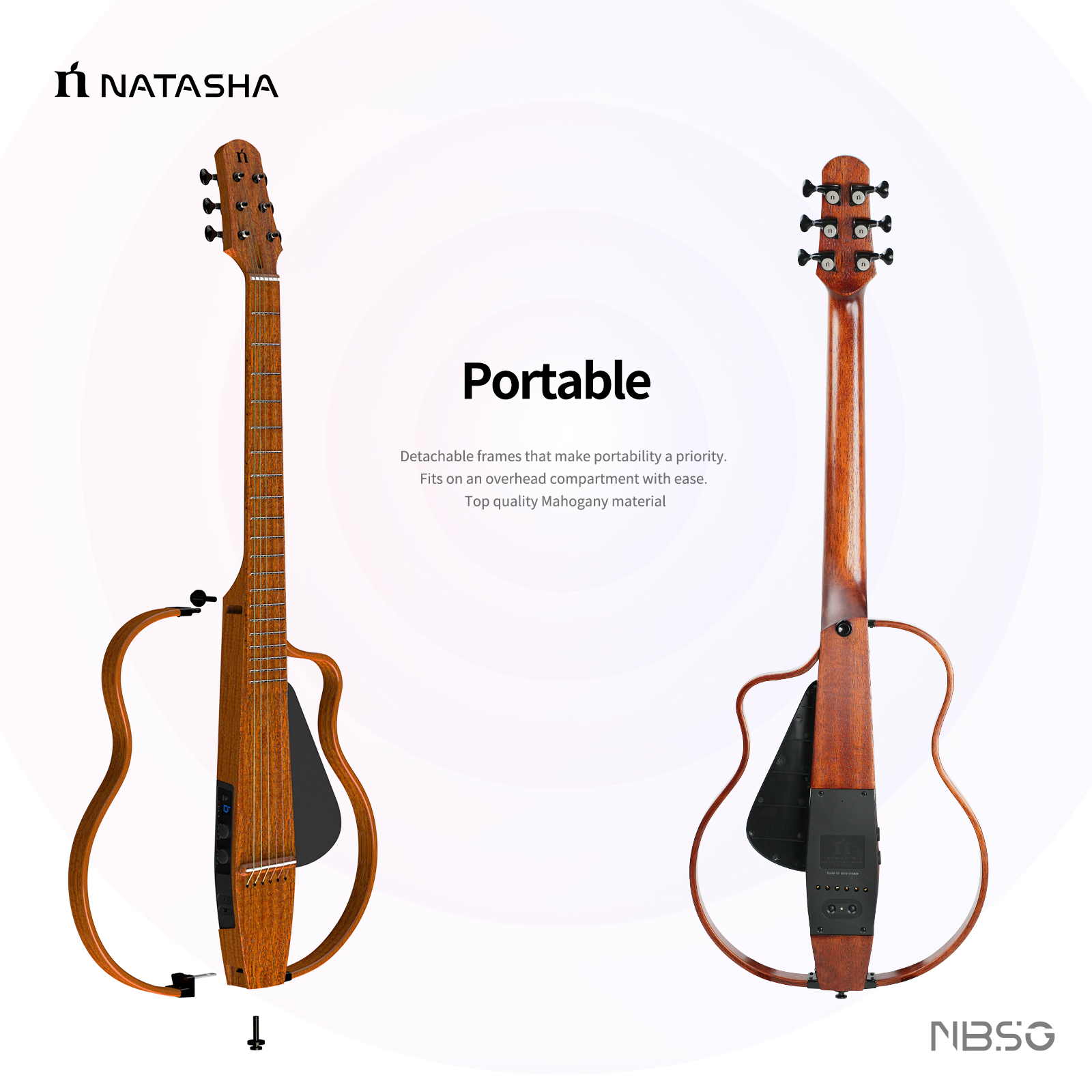 NBSG Steel Smart/Silent Guitar - Bamboo