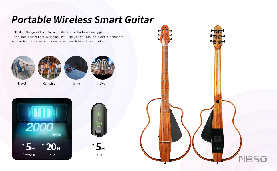 NBSG Steel Smart/Silent Guitar - Bamboo