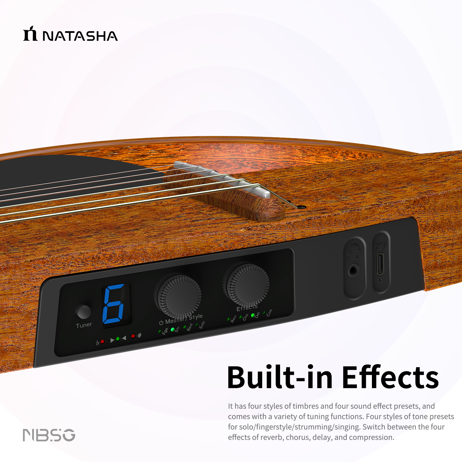 NBSG Steel Smart/Silent Guitar - Bamboo