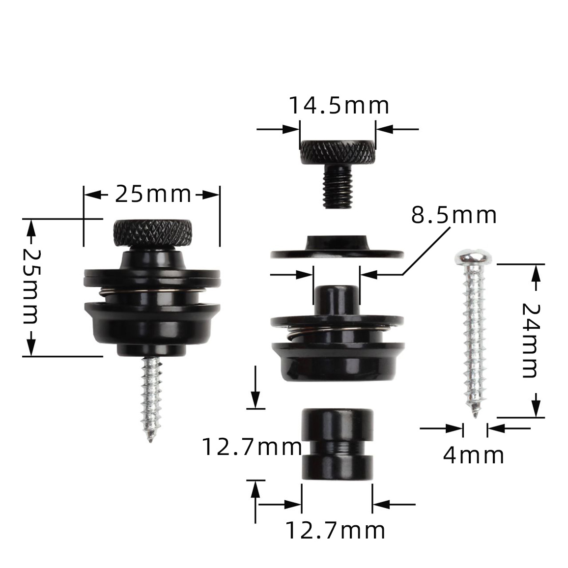 Guitar lock pins, schwarz Guitar lock pins, schwarz