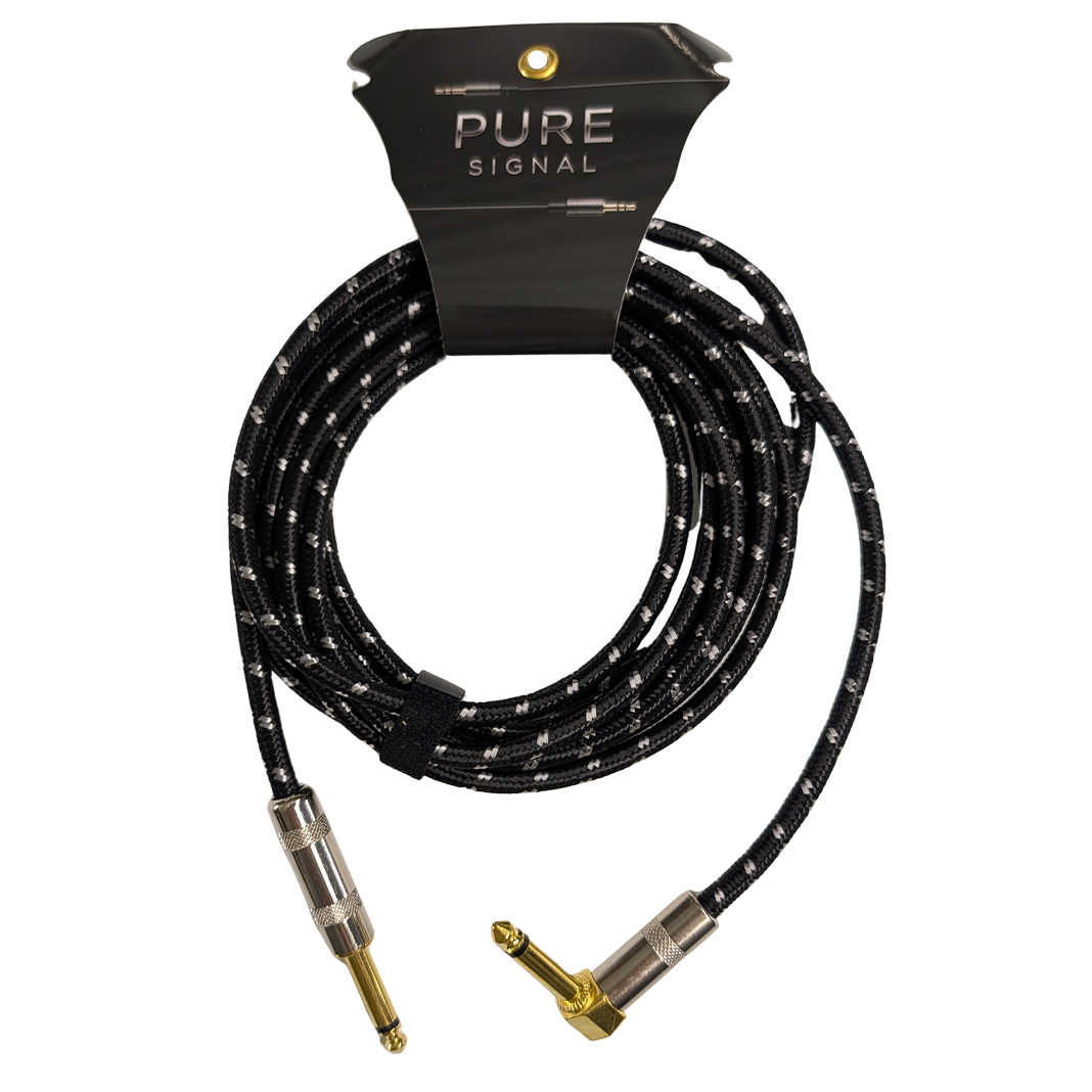 Pure Signal - Stoffkabel - Klinke 6,3mm Mono / Klinke 90° 6,3mm Mono - 3 Meter