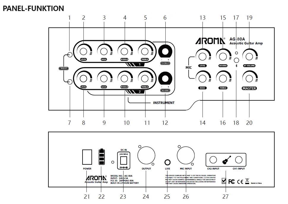 Aroma A80 mobiler Premium Akustikverstärker, gelbgold