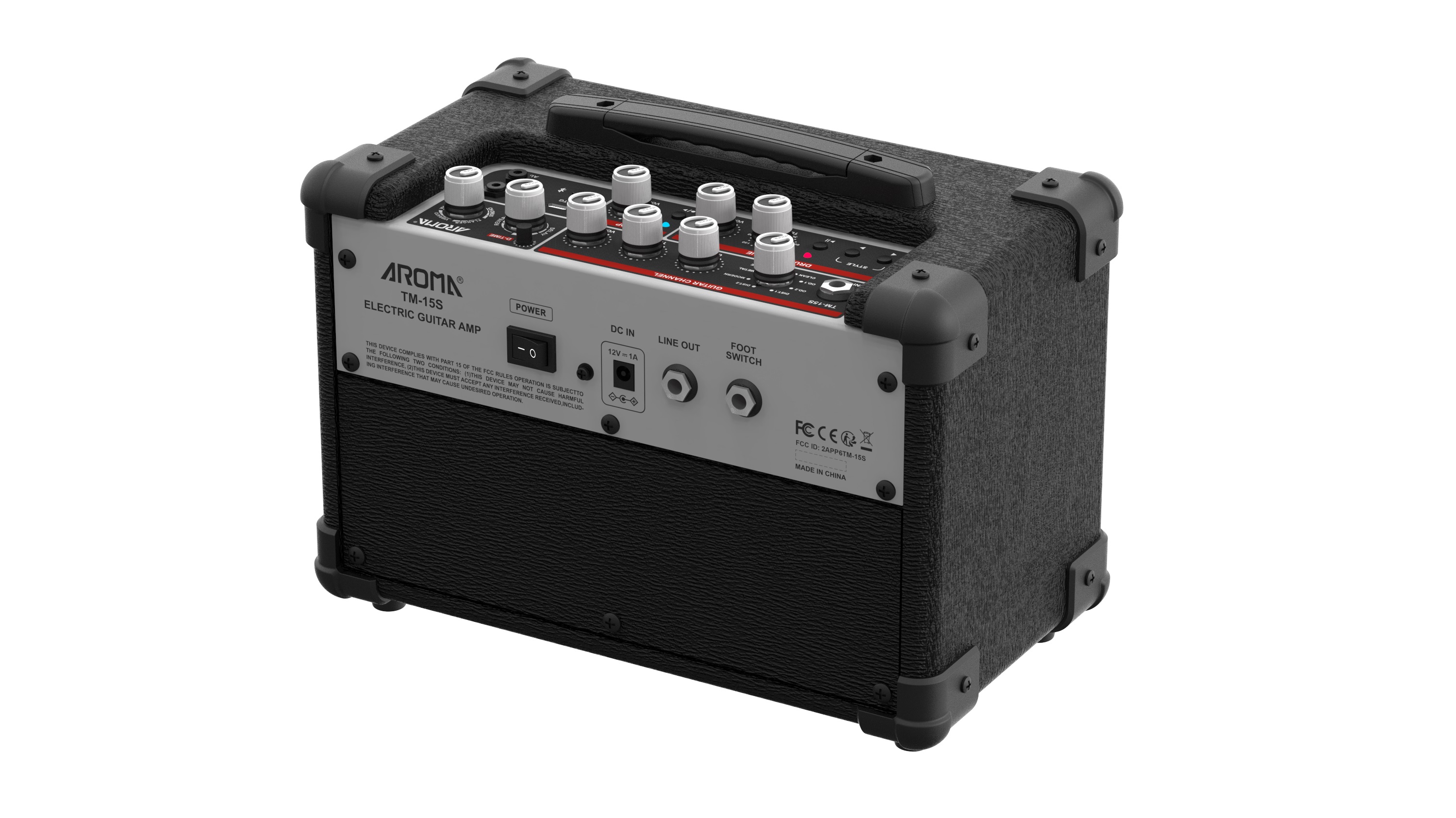 Aroma TM-15S E-Gitarrenamp 15W mit Fußpedal