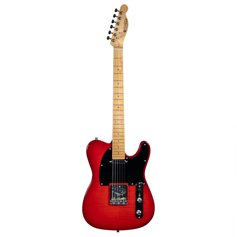 Prodipe Telecaster TC90, alder flame top trans red