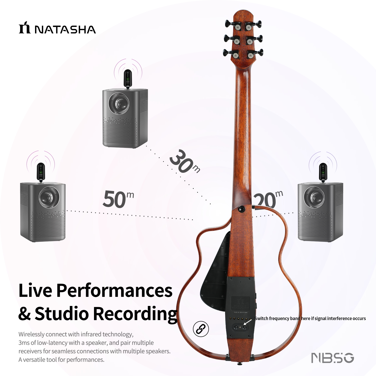 NBSG Steel Smart/Silent Guitar - Bamboo