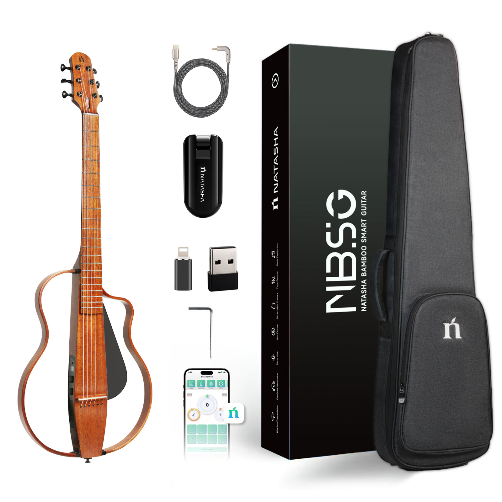 NBSG Steel Smart/Silent Guitar - Bamboo