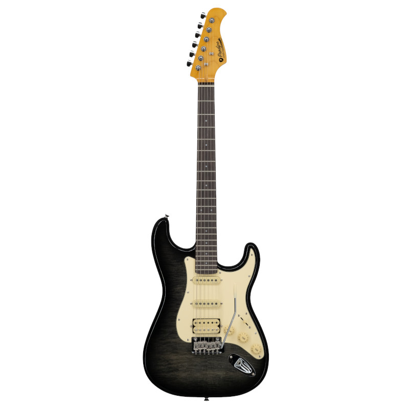 Prodipe  Strat ST93,  alder flame top trans black