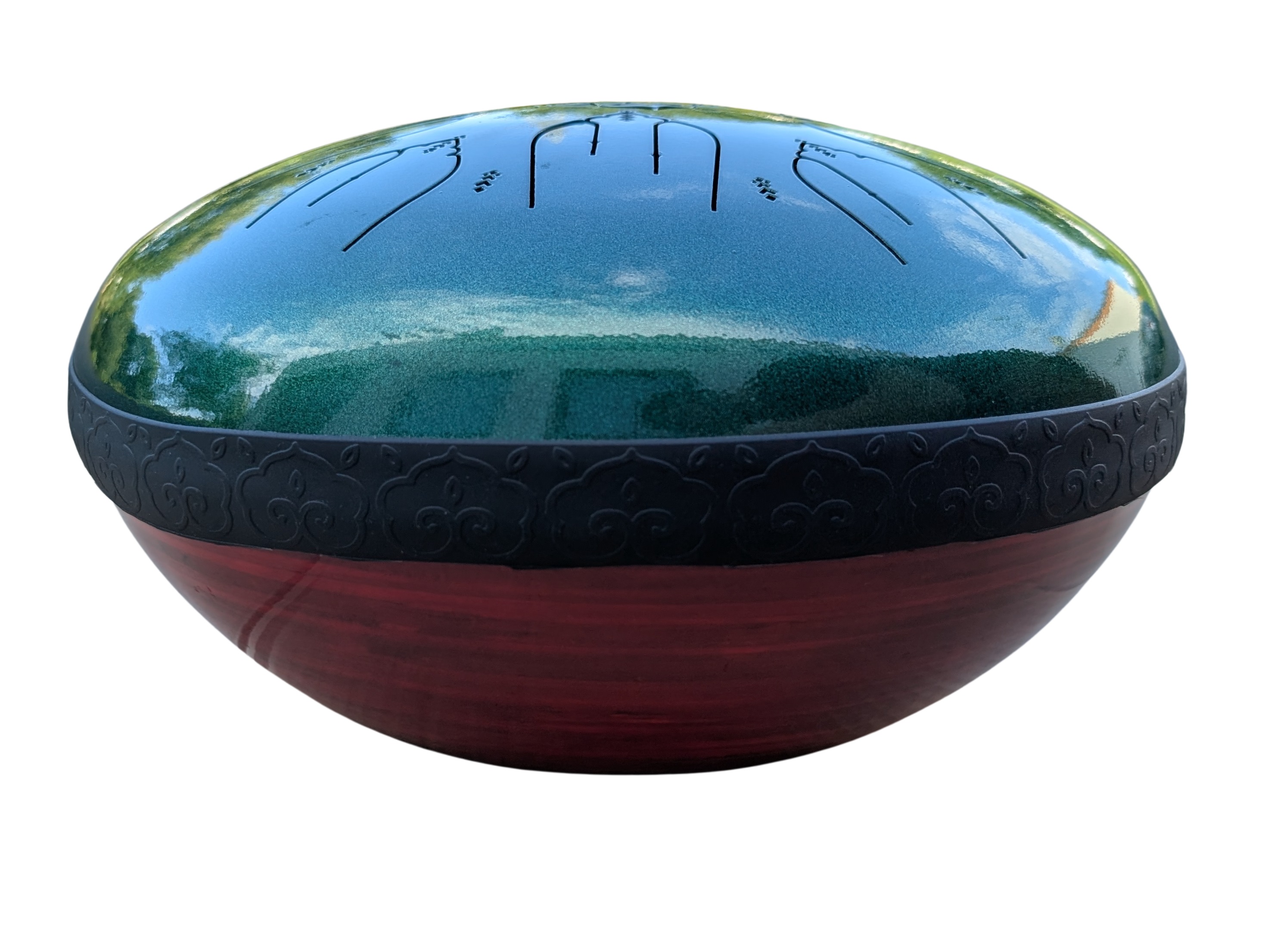 U-Turn EQ 432Hz Wood & Steel Tongue Drum 12" 10 Töne - Jewel Green
