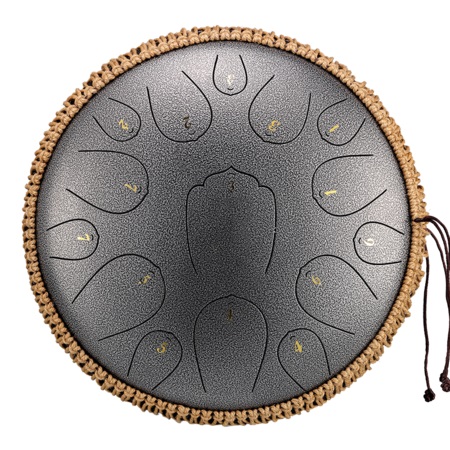 U-Turn Steel Tongue Drum 14" 15Töne - hammered silver