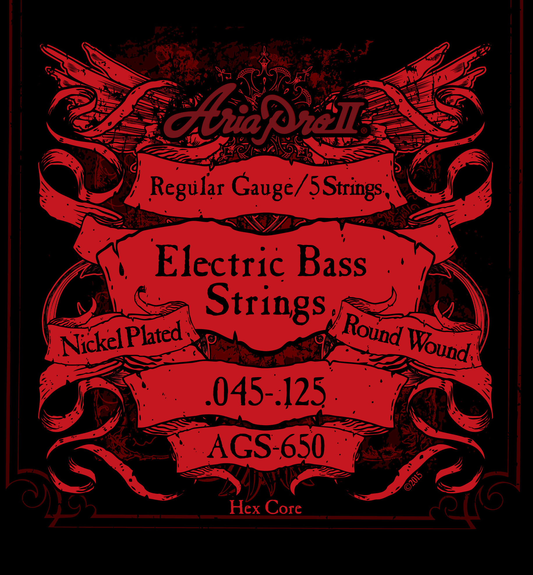Aria Bass Saiten AGS-650, long scale 5 string bass 